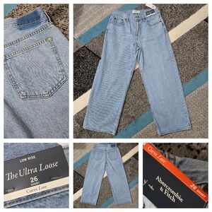 Abercrombie & Fitch Curve Love Ultra Loose Low Rise Jeans, 26 SHORT, NWT
